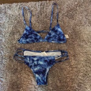 Blue tie dye bikini set